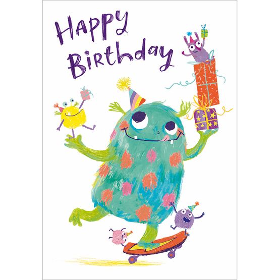 Monster On Skateboard With Presents