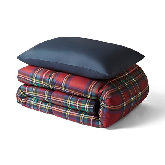 Night Lark Classic Tartan Coverless Duvet Set (Berry Red)