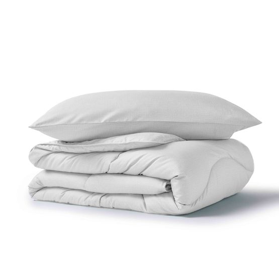 Night Lark - Linen Print Coverless Duvet Cloud Grey