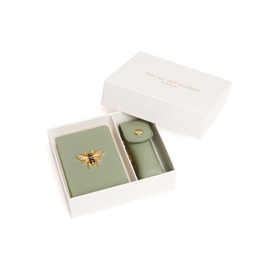 Alice Wheeler London - Compact Mirror &amp; LipStick Holder Gift Set Sage