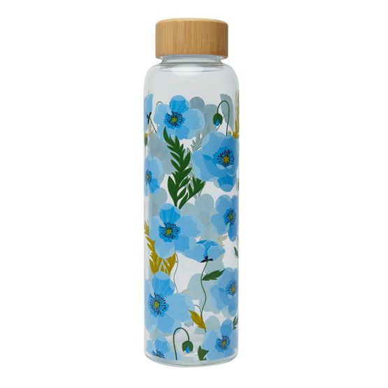Belly Button Designs - Glass Water Bottle Blue Poppy