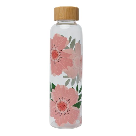 Belly Button Designs - Glass Water Bottle Pink Rose