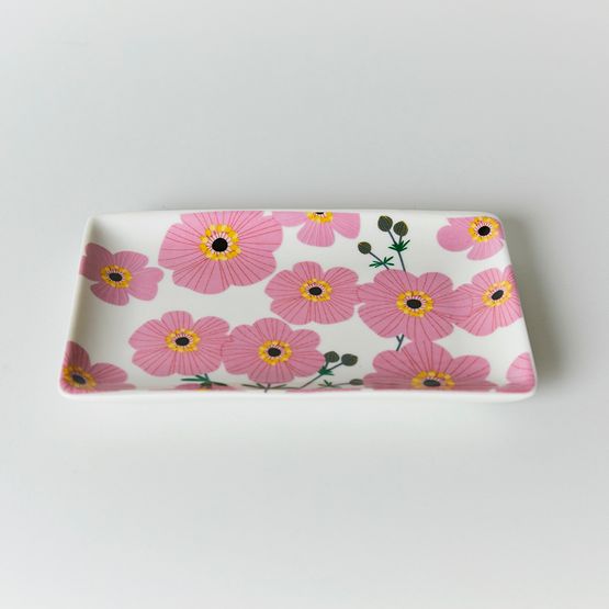 Belly Button Designs - Rectangular Trinket Dish Pink Cosmos