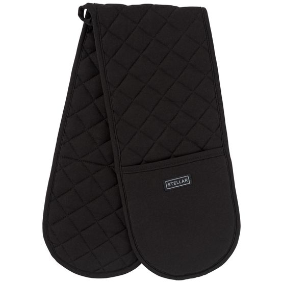 Stellar 100cm Double Oven Mitt, Black
