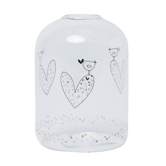 Belly Button Designs - Borosilicate Glass Vase - Confetti Heart &amp; Bird