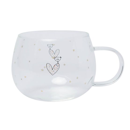 Belly Button Designs - Glass Mug - Confetti Heart &amp; Bird