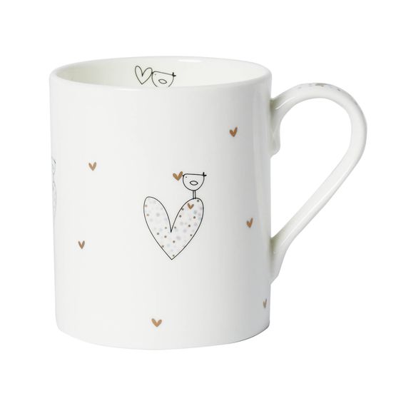Belly Button Designs - Mugs - Standard Fine Bone - Bird &amp; Heart