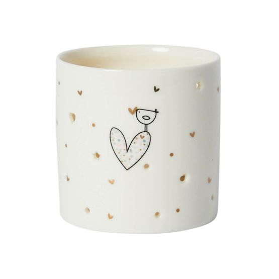 Belly Button Designs - Porcelain Tealight Holder - Bird &amp; Heart