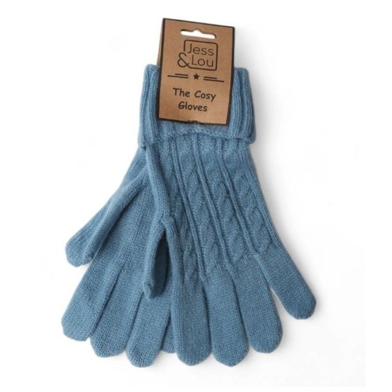 Jess &amp; Lou - Cable Knit Cosy Gloves - Cornflower