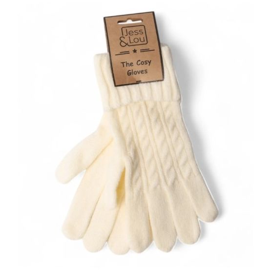 Jess &amp; Lou - Cable Knit Cosy Gloves - Cream