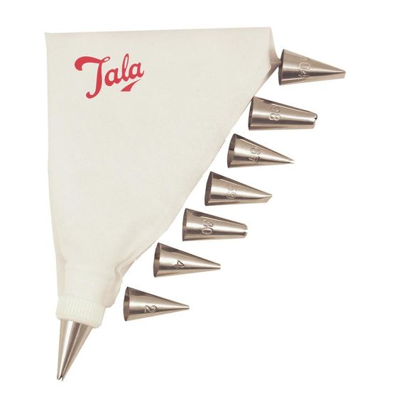 Tala - Cake Decorating - Icing Bag &amp; Nozzles - 8 Piece Set