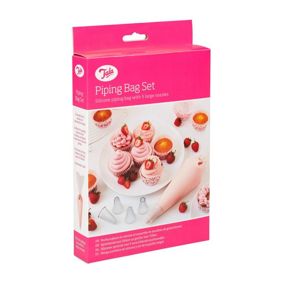 Tala - Cake Decorating - Silicone Icing Bag &amp; Nozzles - 5 Piece Set