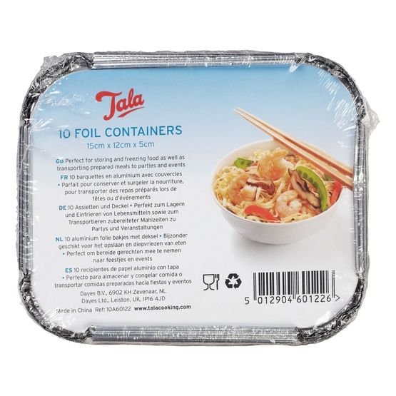 Tala - Foil Container 15x12x5cm Pk10 W.Lids