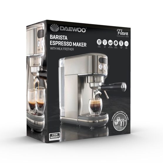 Daewoo - 20 Bar Digital Compact Espresso Coffee Maker