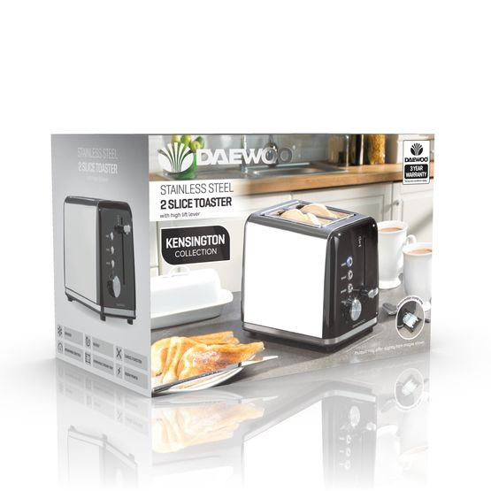 Daewoo - Kensington 2 Slice Toaster - Black