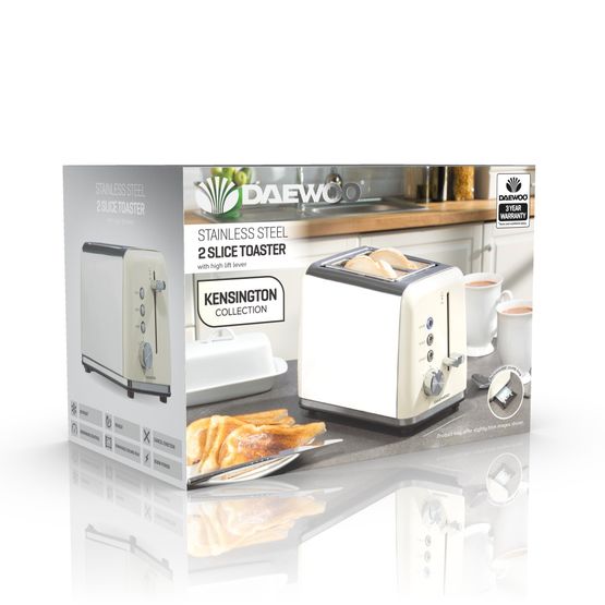 Daewoo - Kensington 2 Slice Toaster - Cream