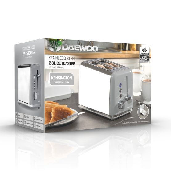 Daewoo - Kensington 2 Slice Toaster - Grey