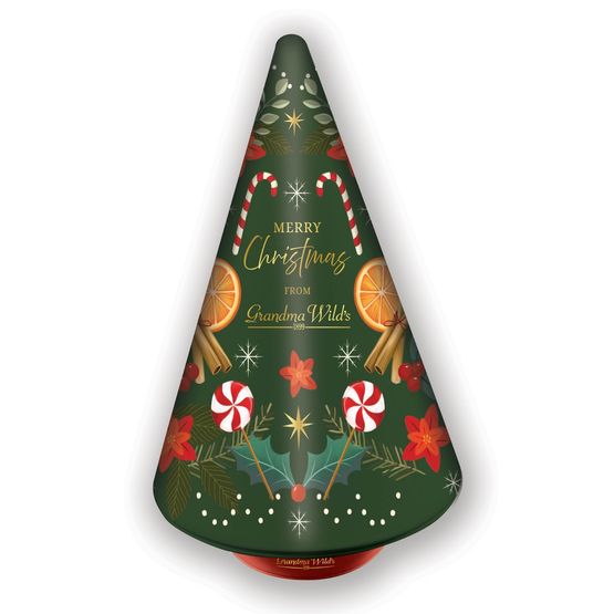Grandma Wild's - Embossed Christmas Tree Musical Rotating Tin