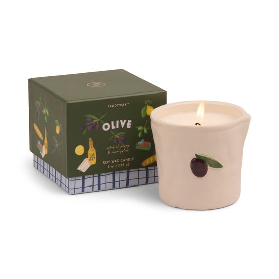 Paddywa Bistro Olive Embossed Boxed Ceramic Candle - Fig &amp; Olive
