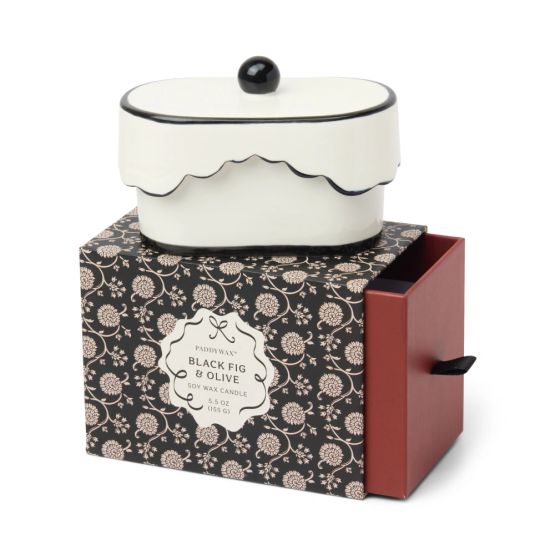 Paddywax Cherie Ceramic Dish Candle Black - Black Fig &amp; Olive