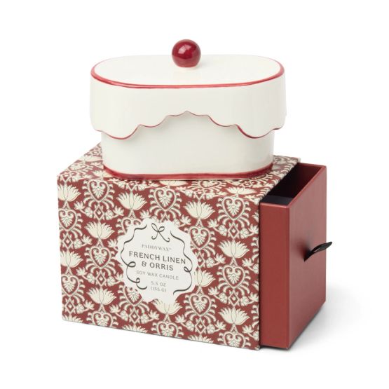 Paddywax Cherie Ceramic Dish Candle Red - French Linen &amp; Orris