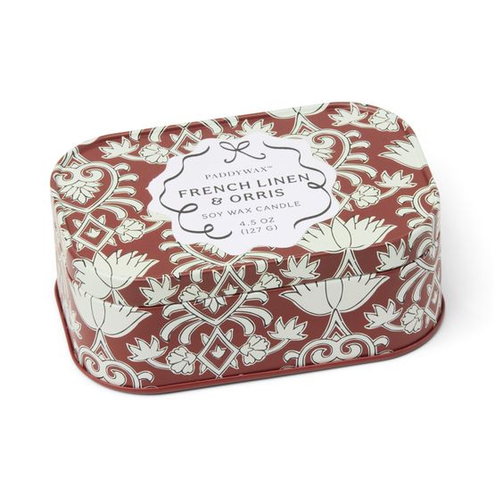 Paddywax Cherie Printed French Tin Candle - Linen &amp; Orris