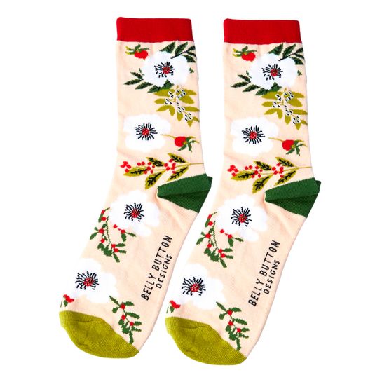 Belly Button Designs - Socks White Rose