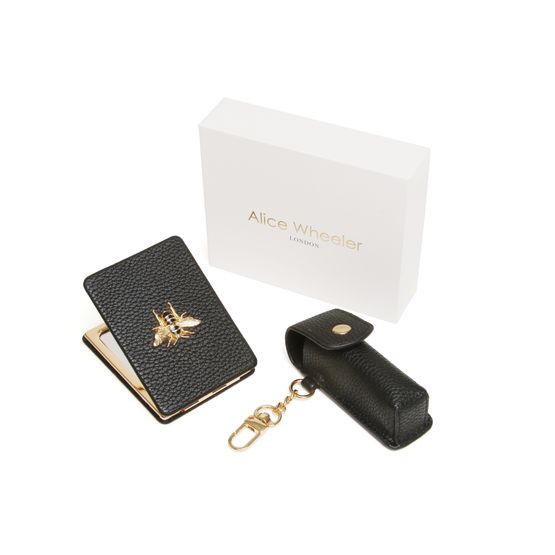 Alice Wheeler London - Compact Mirror &amp; LipStick Holder Gift Set Black