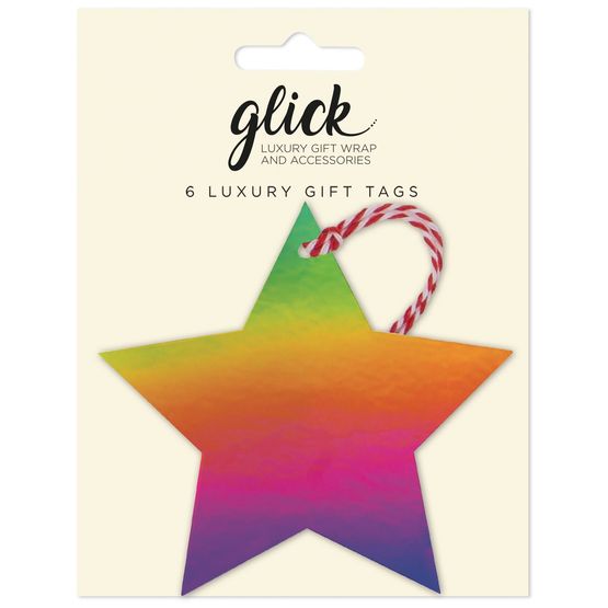 Glick - Multipack Gift Tag x 6 Star Gift Tag Rainbow