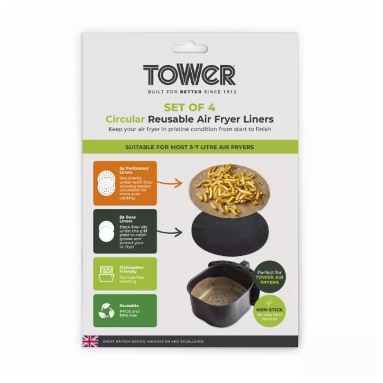 Tower - 4 Pack Air Fryer Liners 5-7 Litres