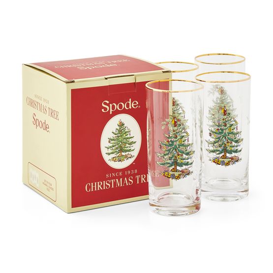 Spode - Christmas Tree Set Of 4 Highball Glasses
