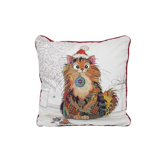 Joe Davies - Xmas Bug Art Ginger Cat Cushion