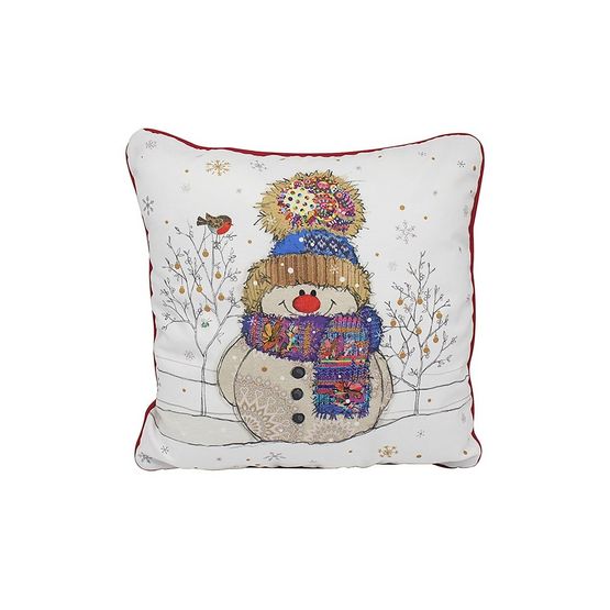 Joe Davies - Xmas Bug Art Snowman Cushion