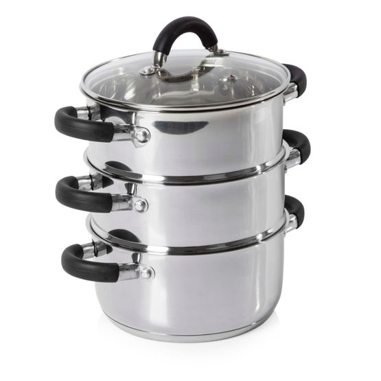 Tower - Essentials 18cm 3 Tier Stainless Steel Steamer