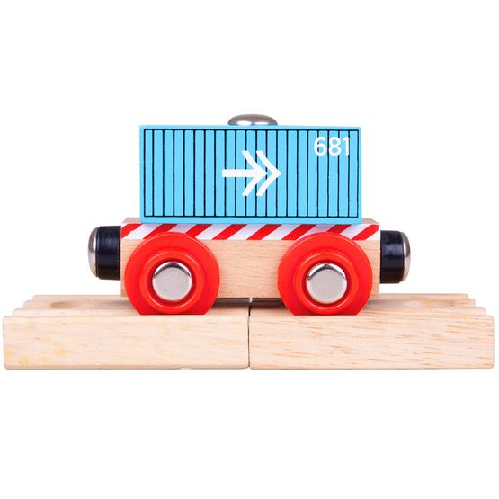 Bigjigs - Blue Container Wagon