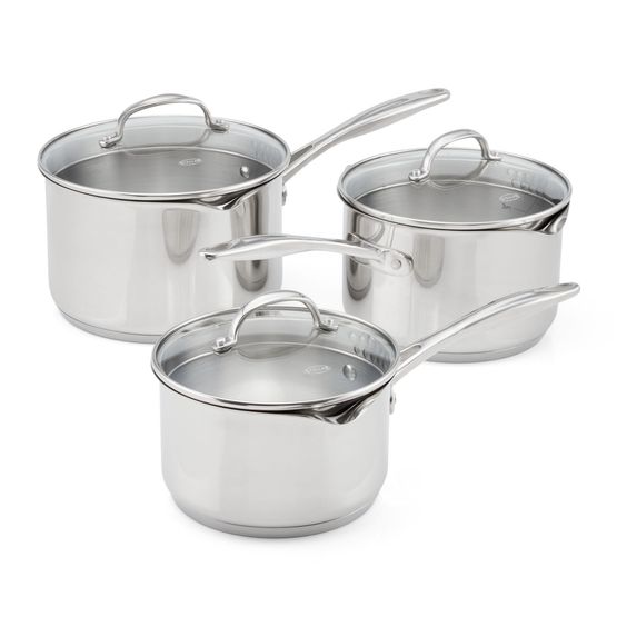 Stellar Profile - 3 Piece Draining Saucepan, Frying Pan &amp; Milk Pan Set