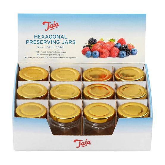 Tala - Hexagonal Jar With Gold Screw Top Lid