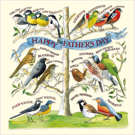 Fathers Day Card - Bird Species On A Tree