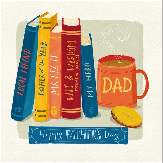 Fathers Day Card - Books Tea and Biscuits