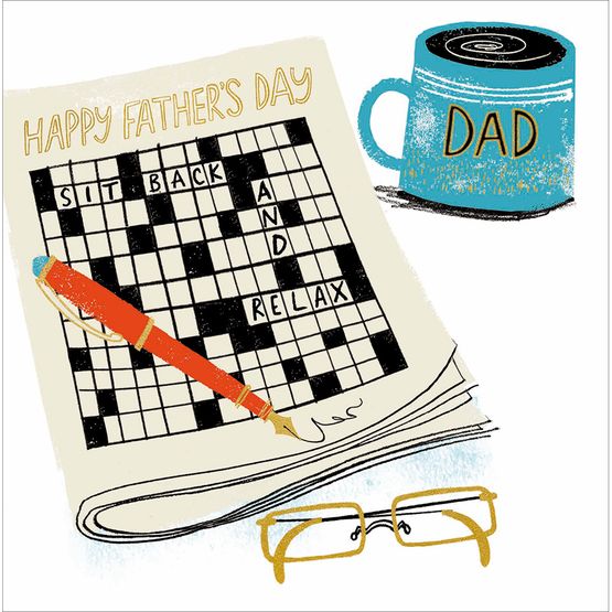 Fathers Day Card - Crossword Puzzle and Pen