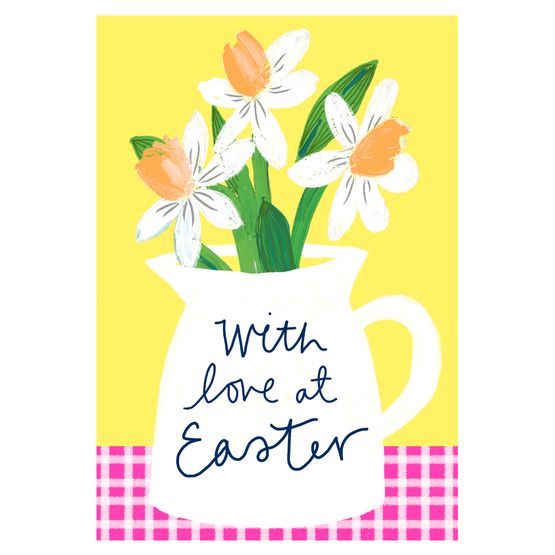 Easter Card - Daffodils Jug With Love At Easter