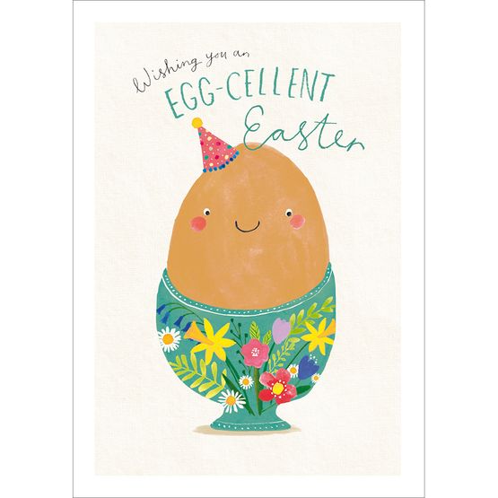 Easter Card - Egg With A Face In A Cup