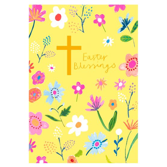 Easter Card - Floral Cross Easter Blessings