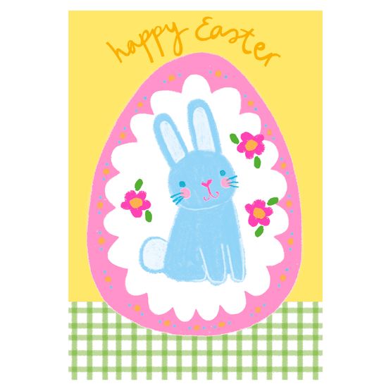 Easter Card - Happy Easter Bunny Rabbit In Egg