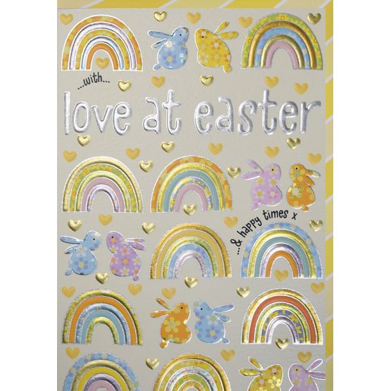 Easter Card - Happy Easter Rainbow Rabbits