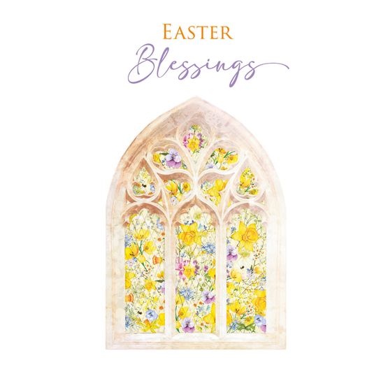 Easter Card - Rel Floral Church Window