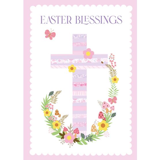 Easter Card - Rel Stripey Easter Cross