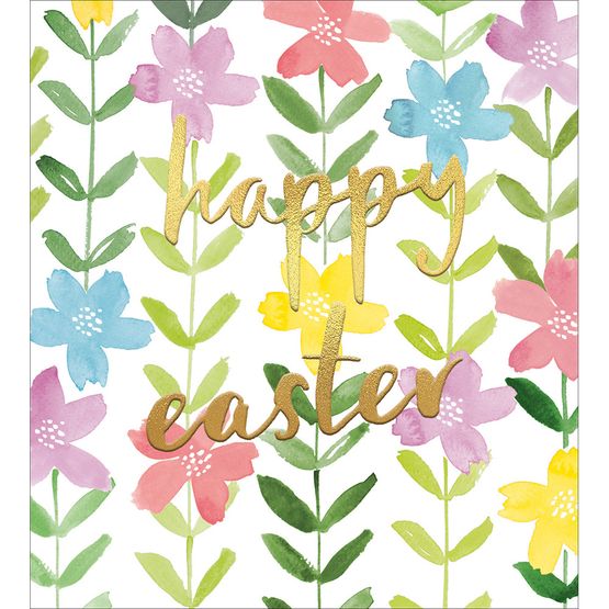 Easter Card - Strings Of Colourful Flowers