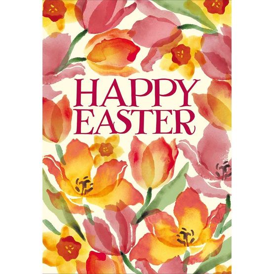Easter Card - Tulips With Happy Easter Text