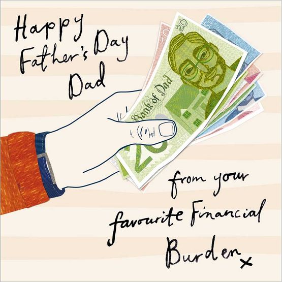 Fathers Day Card - Man Holding Money Note